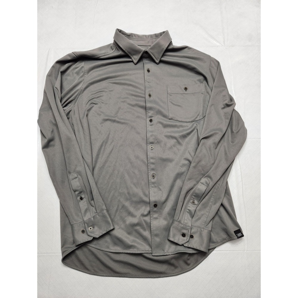 Rhone Shirt Mens XL Gray Solid Woven Button Front Long Sleeve Casual Performance